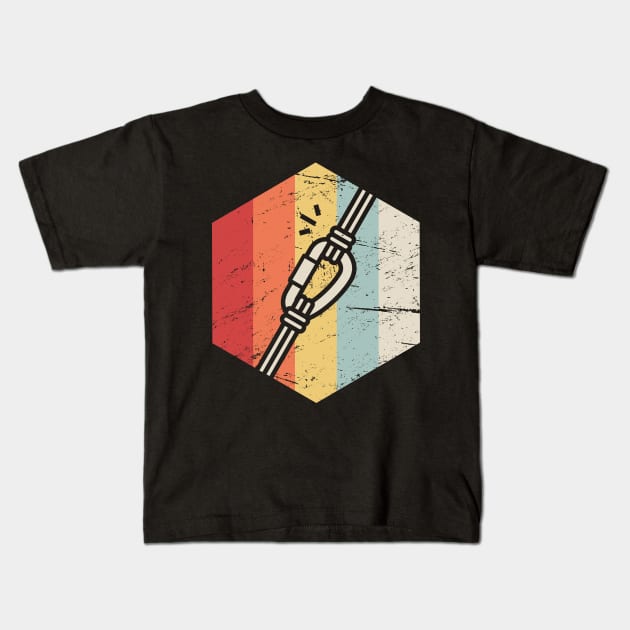 Retro Vintage 70s Rock Climbing Icon Kids T-Shirt by MeatMan